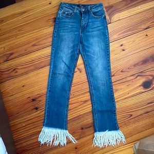Black label fringe bottom jeans- 26